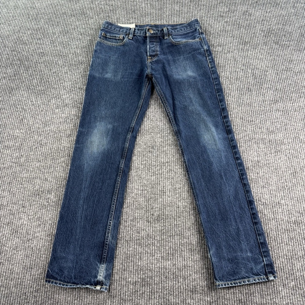 Hollister Jeans Men 30x30 Blue Cotton Straight Button Fly y2k Thick Casual